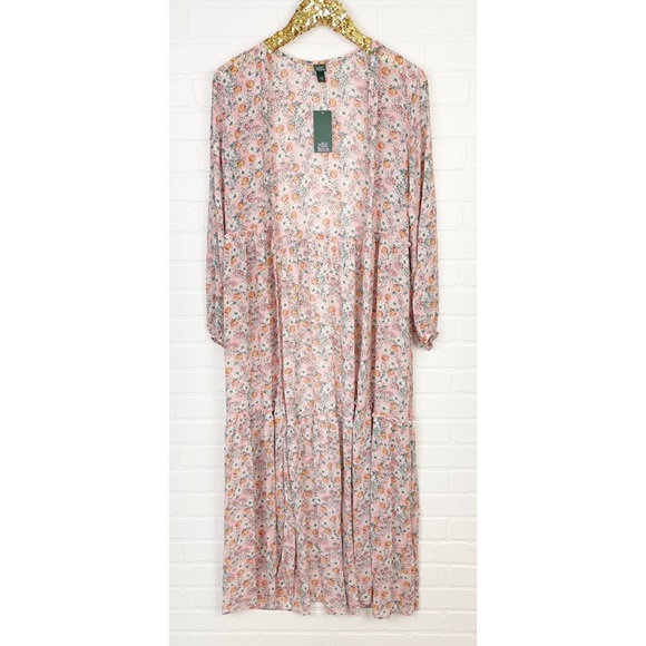 NWT Wild Fable Floral Long Kimono Duster Top - Picture 2 of 7